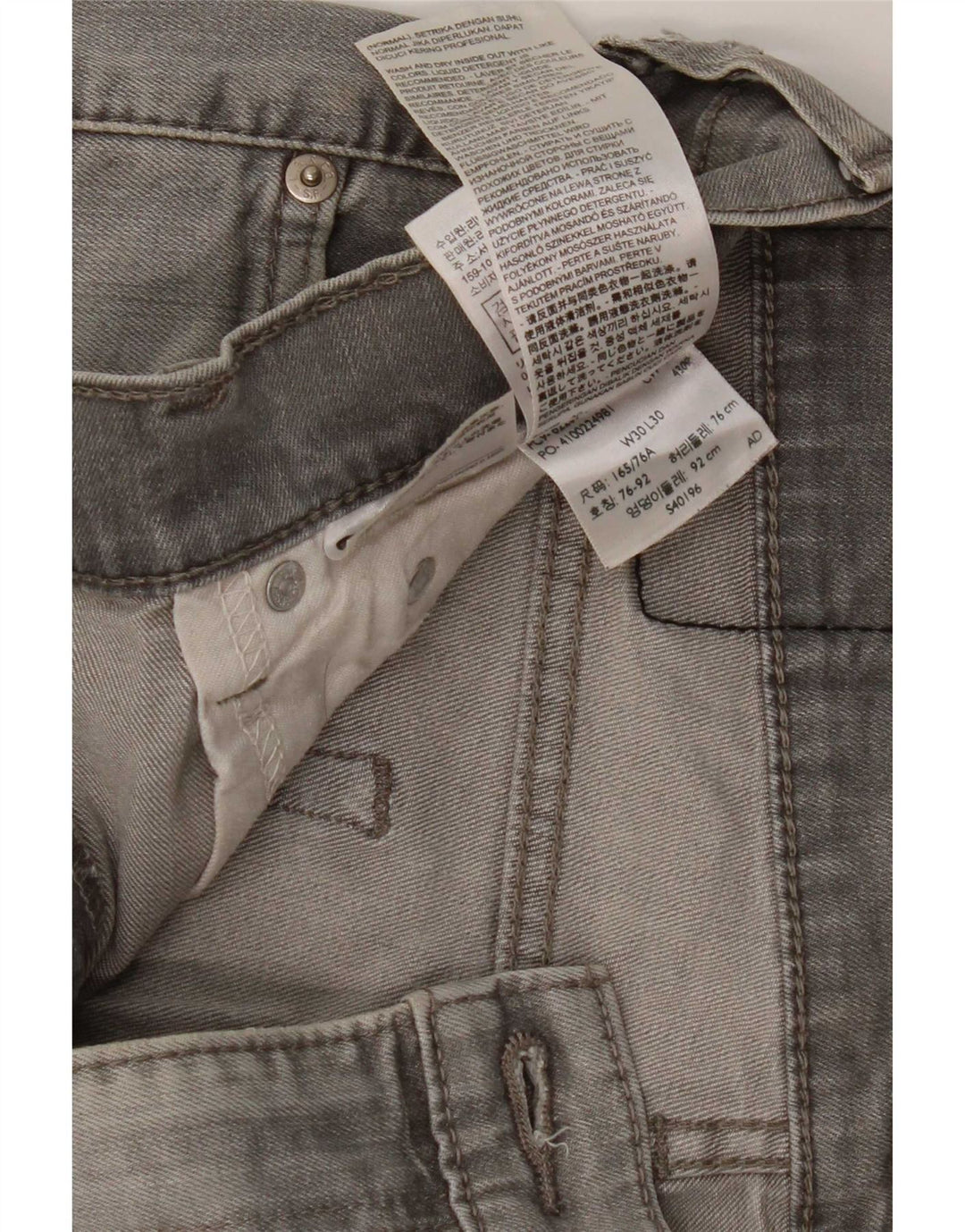 Levi's Mens Slim Jeans W30 L30 Grey Cotton