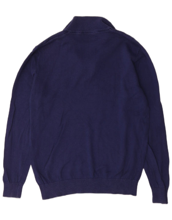 Crew Clothing Mens Zip Neck Jumper Sweater Medium Navy Blue Cotton