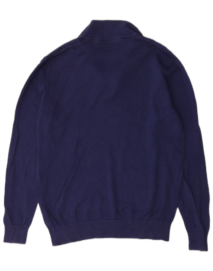Crew Clothing Mens Zip Neck Jumper Sweater Medium Navy Blue Cotton