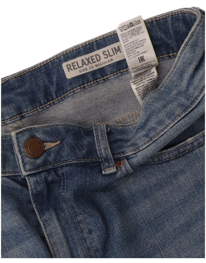 Marks & Spencer Womens Relaxed Fit Slim Jeans UK 12 Medium W32 L26 Blue
