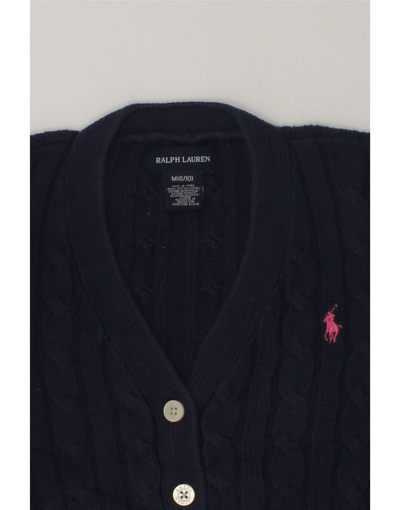 RALPH LAUREN Girls Cardigan Sweater 8-9 Years Medium  Navy Blue Cotton | Vintage Ralph Lauren | Thrift | Second-Hand Ralph Lauren | Used Clothing | Messina Hembry 