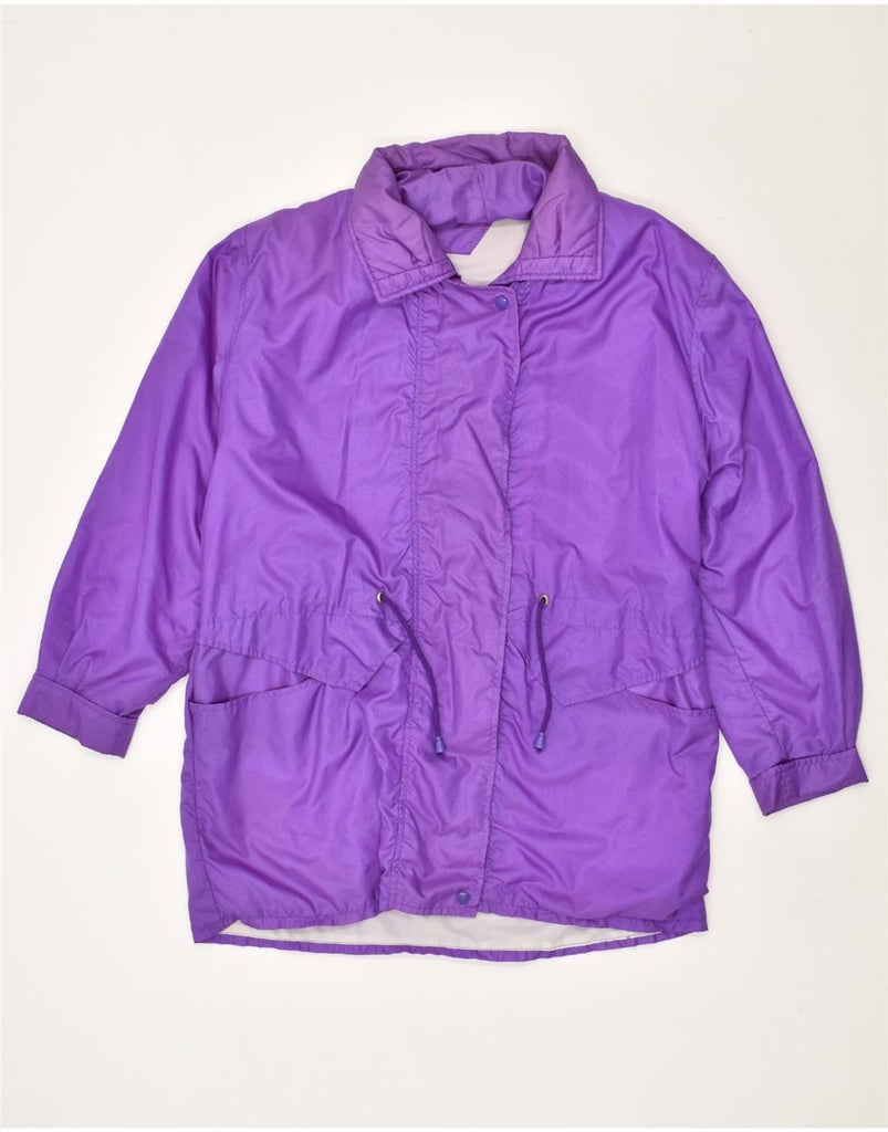 VINTAGE Womens Hooded Rain Jacket UK 14 Medium Purple Polyester | Vintage Vintage | Thrift | Second-Hand Vintage | Used Clothing | Messina Hembry 