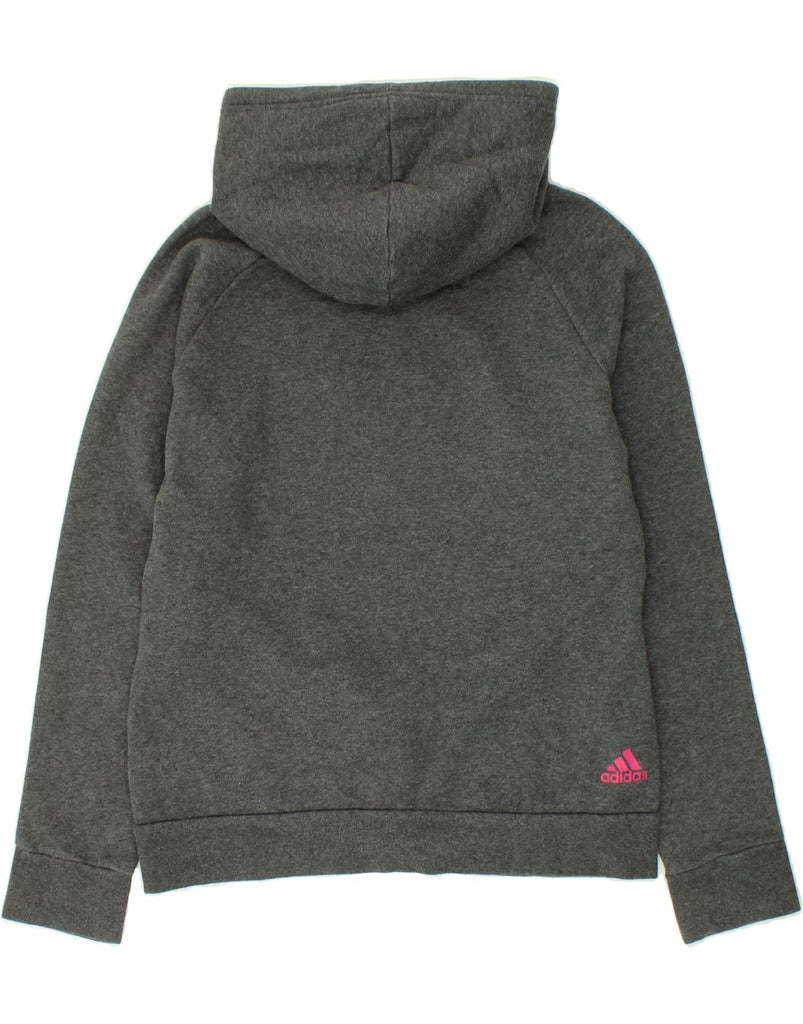 ADIDAS Womens Graphic Hoodie Jumper UK 12/14 Medium Grey Cotton | Vintage Adidas | Thrift | Second-Hand Adidas | Used Clothing | Messina Hembry 