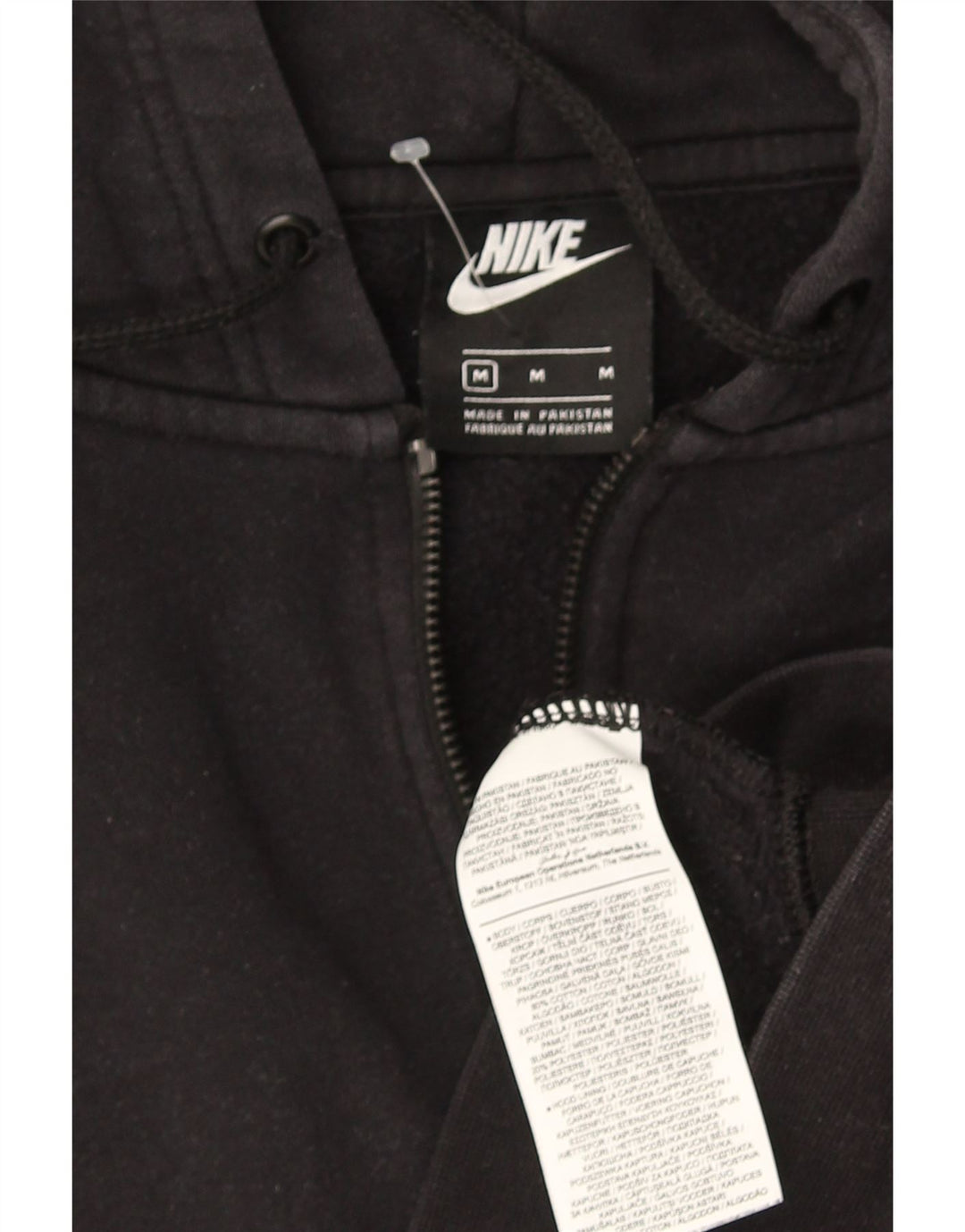 Nike Womens Crop Oversized Zip Hoodie Sweater UK 14 Medium Black Cotton