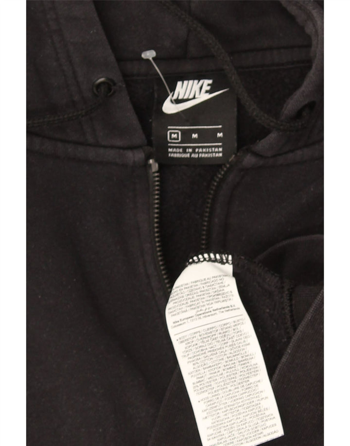Nike Womens Crop Oversized Zip Hoodie Sweater UK 14 Medium Black Cotton