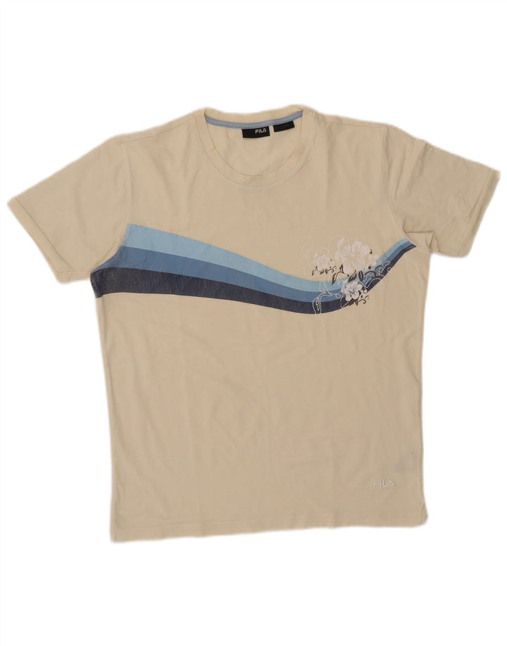 Fila Mens Graphic T-Shirt Top Large White Cotton