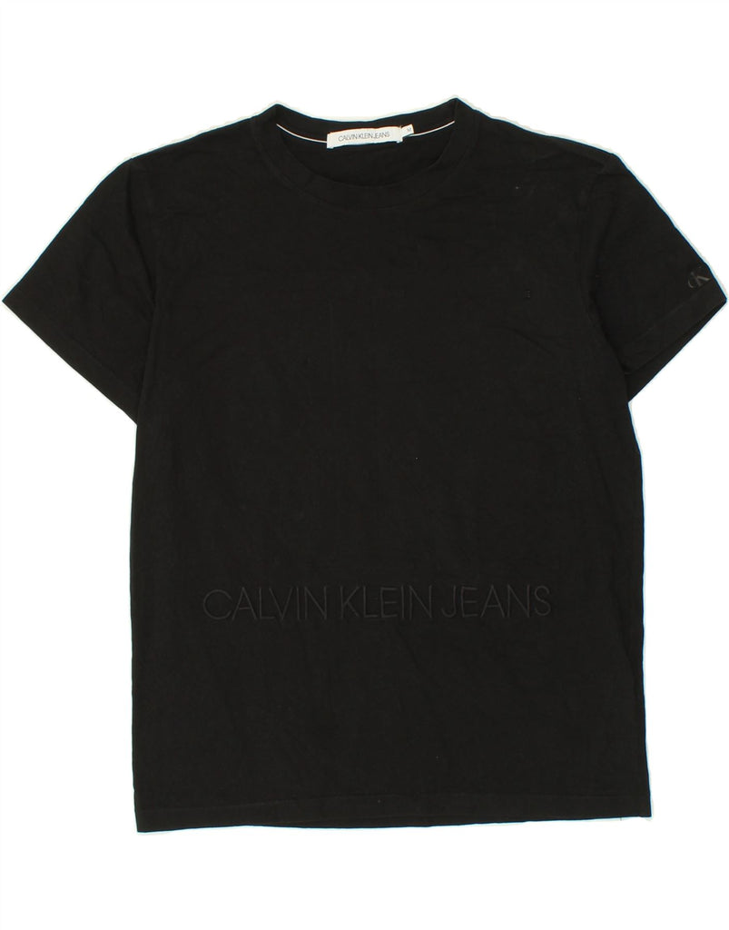 CALVIN KLEIN JEANS Womens Graphic T-Shirt Top UK 14 Medium Black Cotton Vintage Calvin Klein Jeans and Second-Hand Calvin Klein Jeans from Messina Hembry 