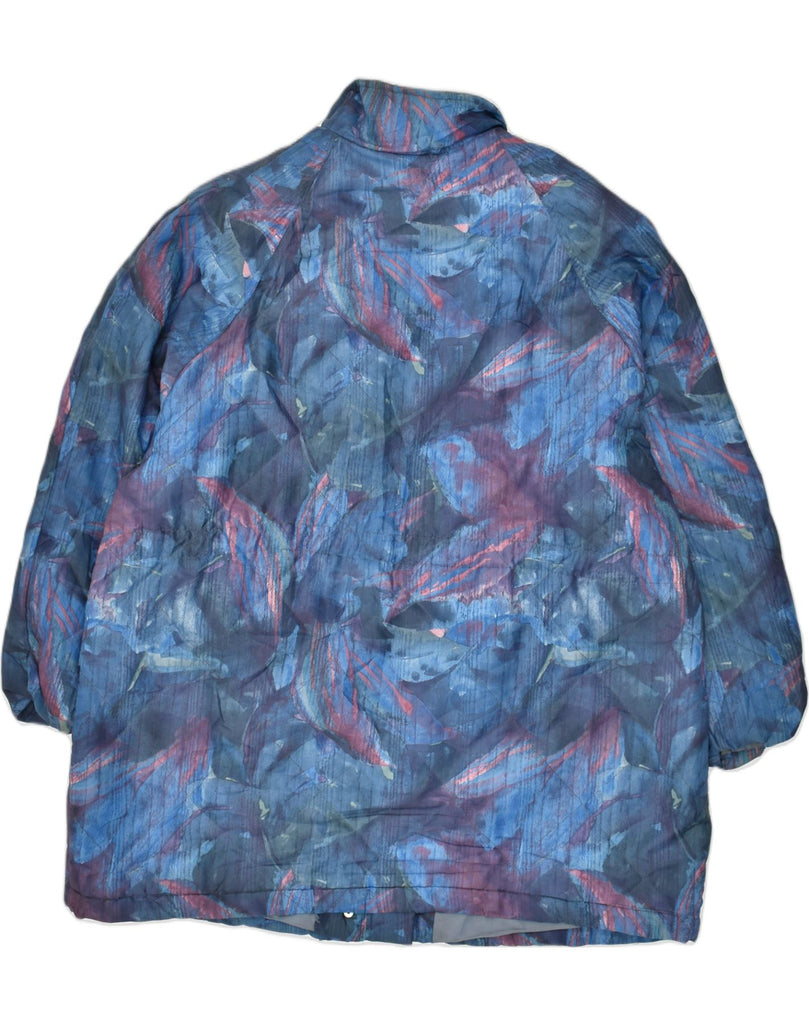 VINTAGE Womens Windbreaker Jacket IT 46 Large Blue Floral Polyester | Vintage Vintage | Thrift | Second-Hand Vintage | Used Clothing | Messina Hembry 