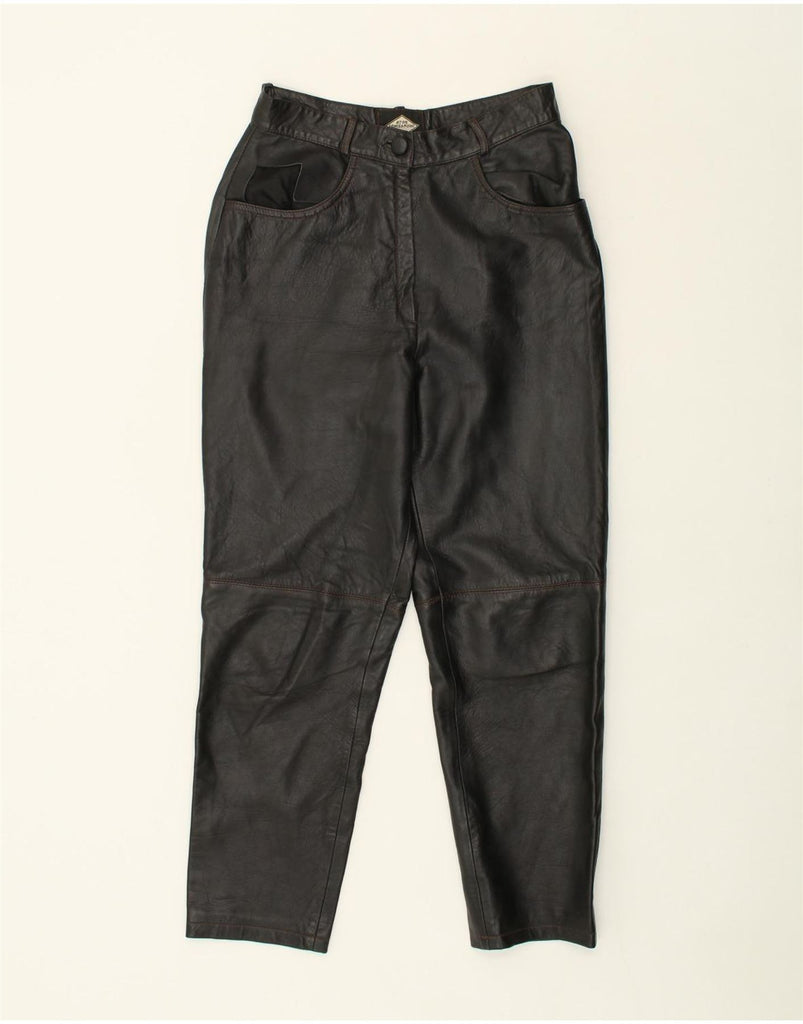 ATOS LOMBARDINI Womens Leather Trousers IT 46 Large W28 L27  Black Leather | Vintage Atos Lombardini | Thrift | Second-Hand Atos Lombardini | Used Clothing | Messina Hembry 