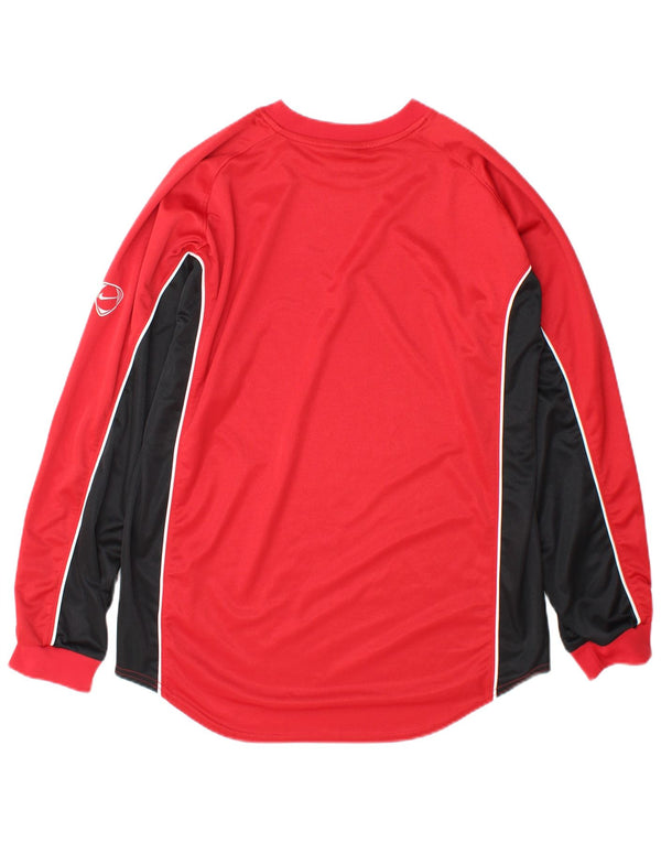 Nike Mens Top Long Sleeve UK 42/44 Large Red Colourblock Polyester