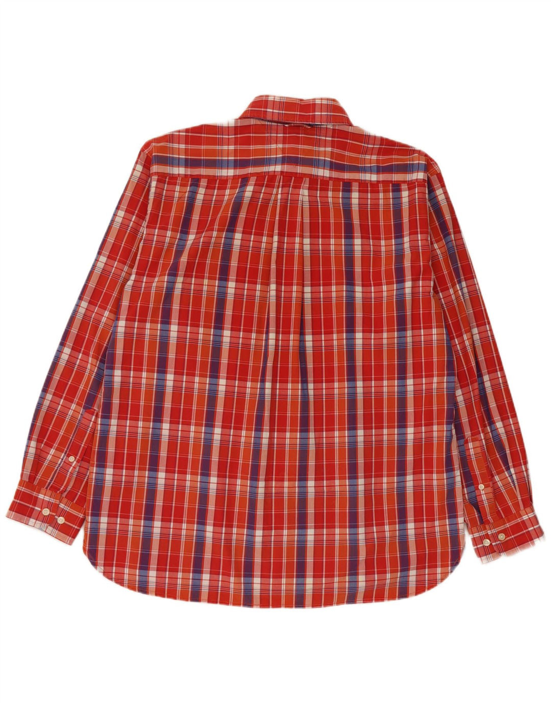 Tommy Hilfiger Mens Shirt Large Orange Check Cotton