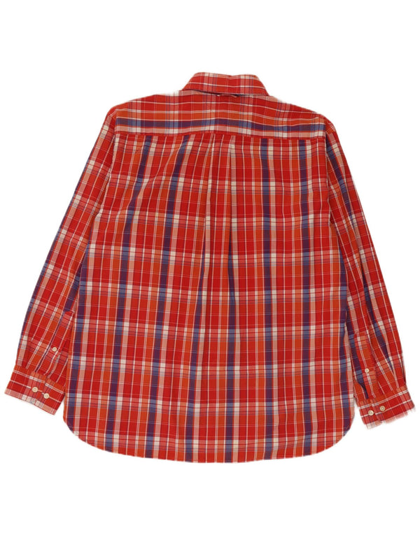 Tommy Hilfiger Mens Shirt Large Orange Check Cotton
