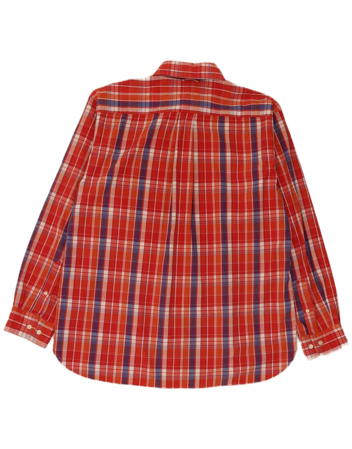 Tommy Hilfiger Mens Shirt Large Orange Check Cotton