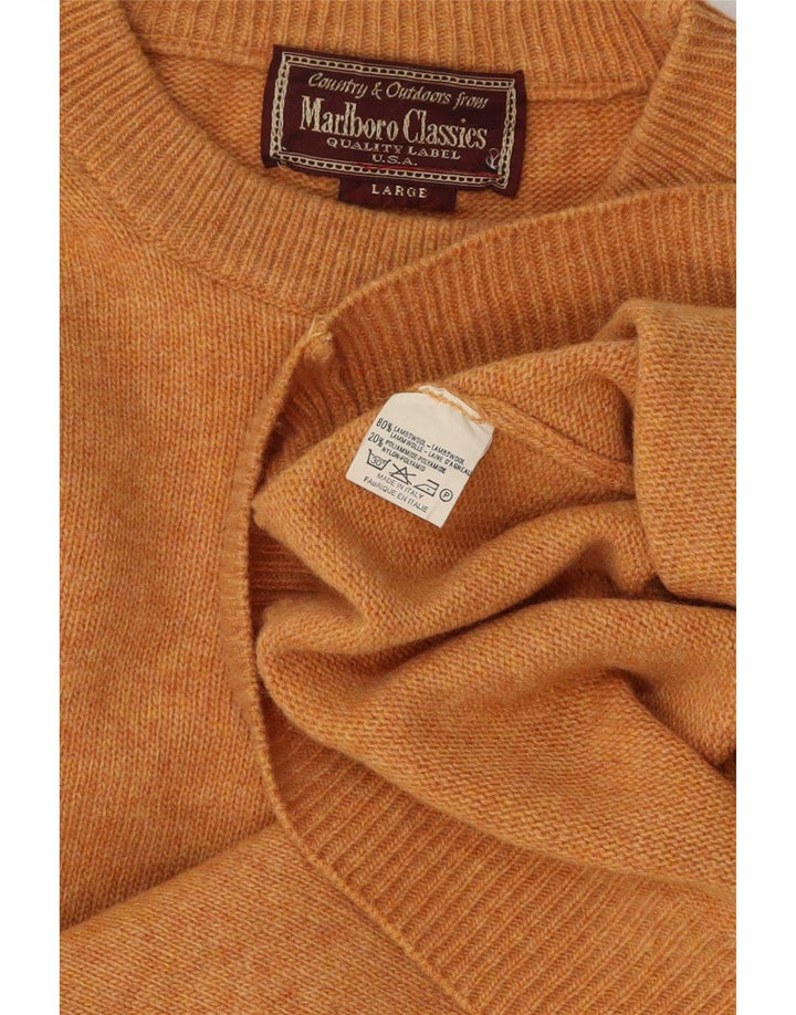 Marlboro Classics Mens Crew Neck Jumper Sweater Large Orange Flecked