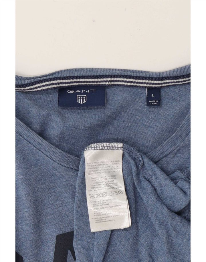 Gant Mens Graphic T-Shirt Top Large Blue Cotton