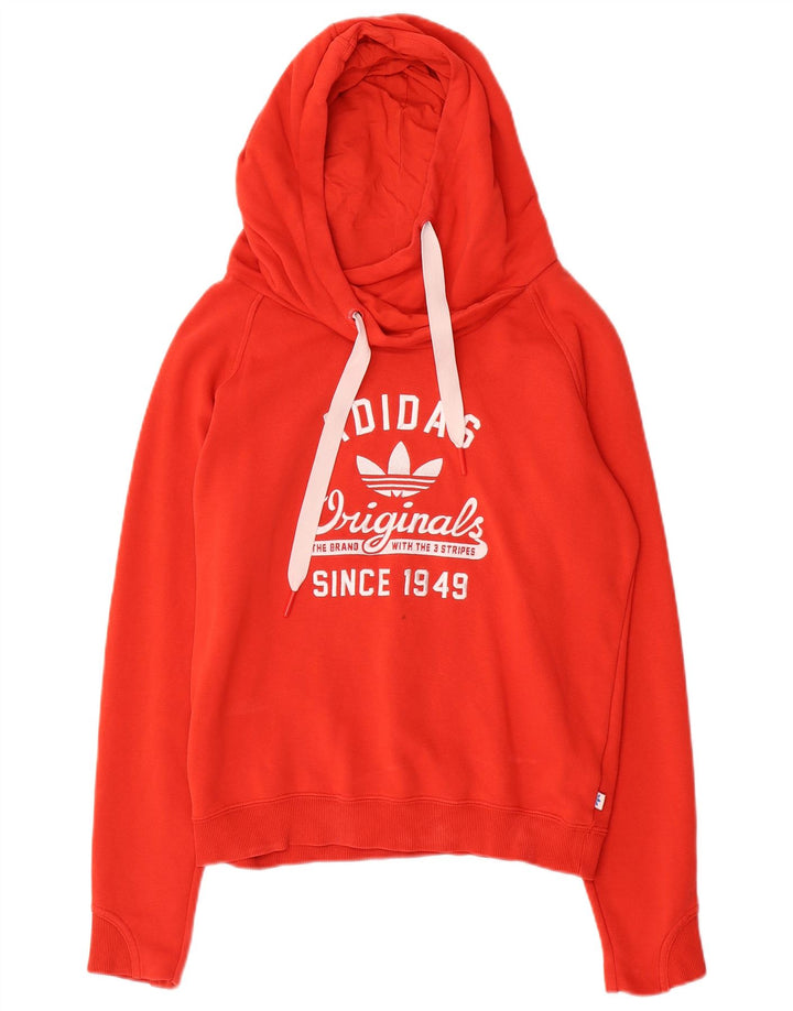 Adidas Womens Graphic Hoodie Jumper UK 12 Medium Red