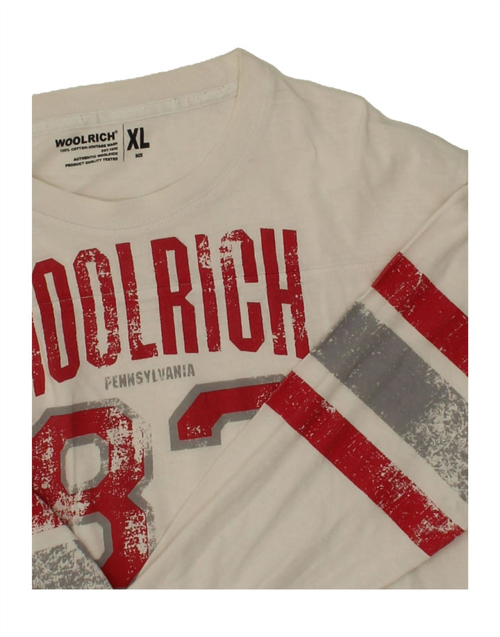 WOOLRICH Womens Graphic Top Long Sleeve UK 18 XL White Cotton Vintage Woolrich and Second-Hand Woolrich from Messina Hembry 