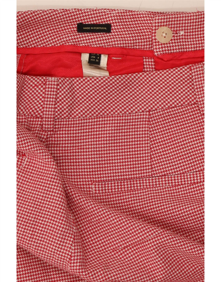 MASSIMO DUTTI Womens Cropped Trousers EU 36 XS W26 L25 Red Houndstooth Vintage Massimo Dutti and Second-Hand Massimo Dutti from Messina Hembry 
