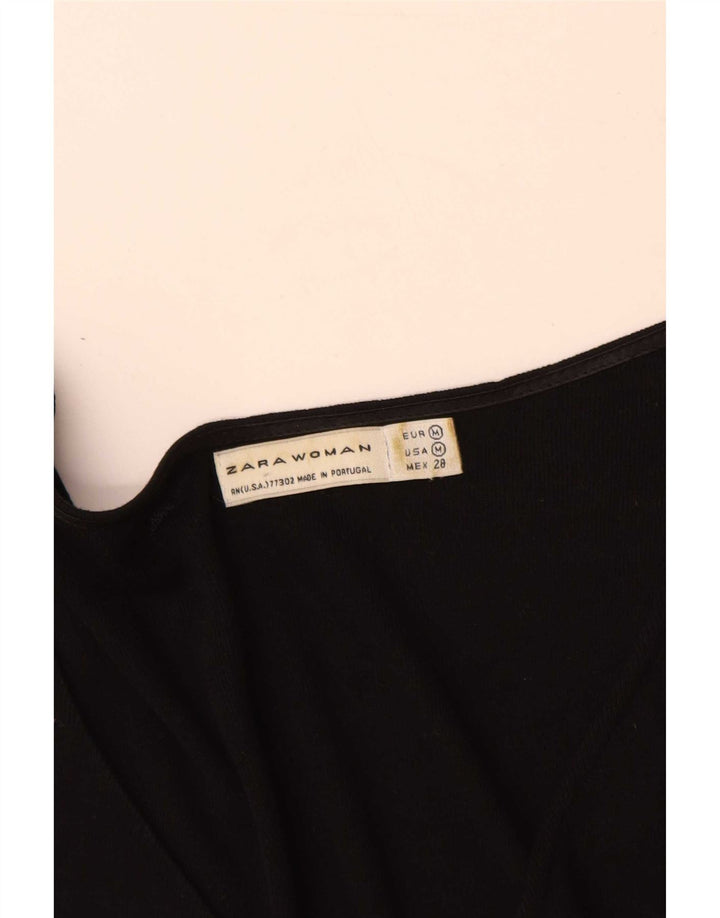 Zara Womens Blouse Top UK 12 Medium Black Colourblock Lyocell