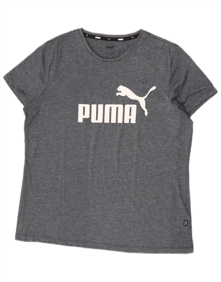 Puma Mens Graphic T-Shirt Top Large Grey Polyester