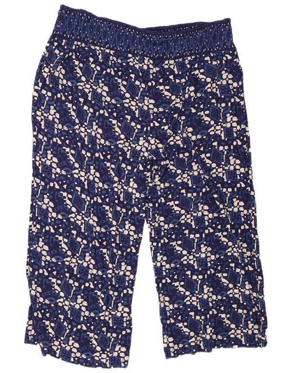 Fat Face Womens Cropped Trousers UK 24 4XL W46 L26 Navy Blue Geometric