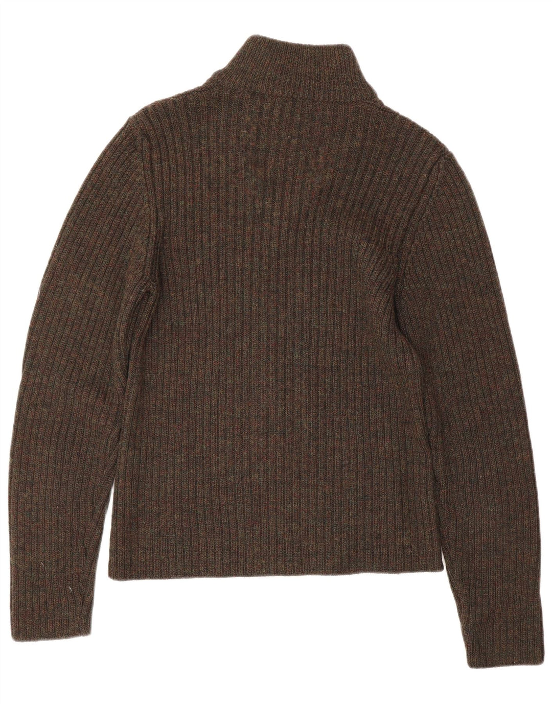 PRADA Womens Zip Neck Jumper Sweater IT 48 XL Brown Virgin Wool