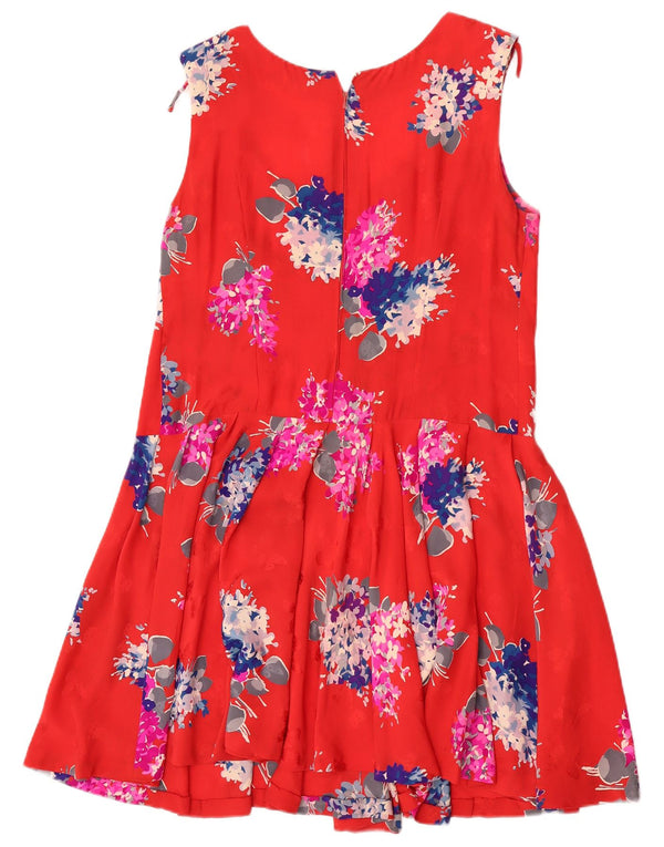 Vintage Womens Sleeveless Swing Dress UK 16 Large Red Floral