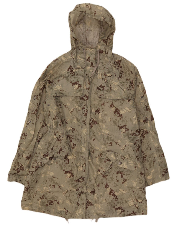 Topshop Womens Hooded Parka Jacket UK 8 Small Green Camouflage Polyester