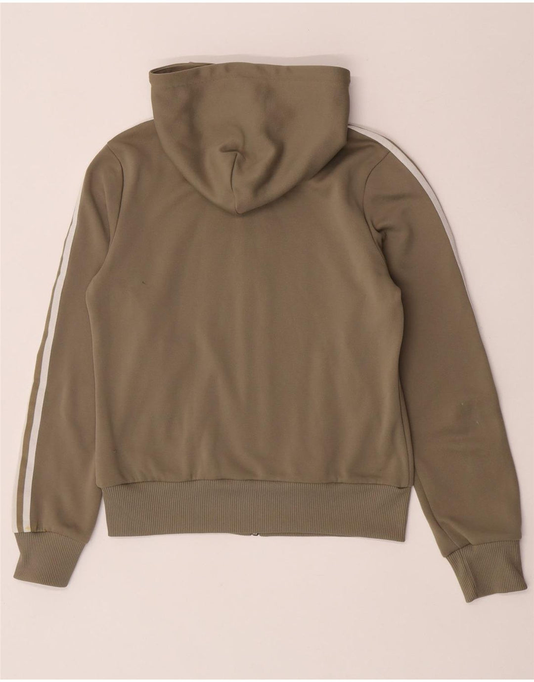 Adidas Womens Zip Hoodie Sweater UK 12 Medium  Khaki Polyester