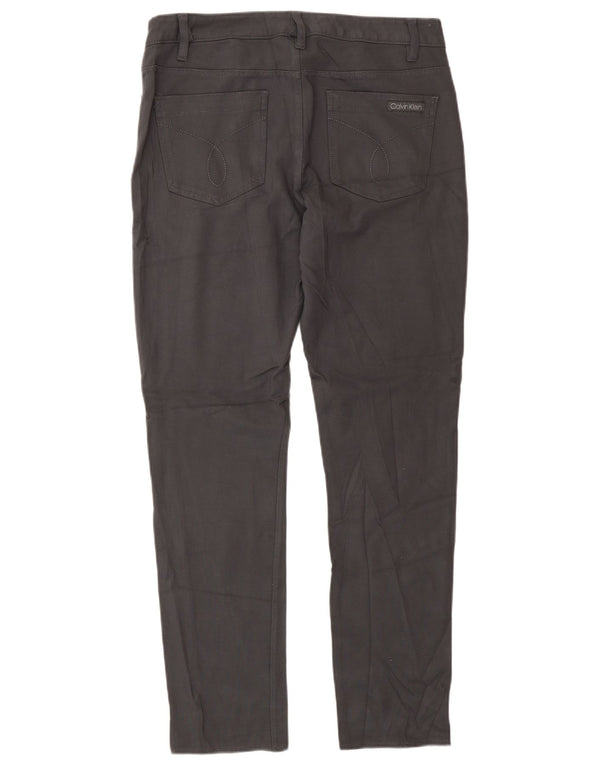 Calvin Klein Womens Slim Casual Trousers US 12 Large W32 L32 Grey Viscose