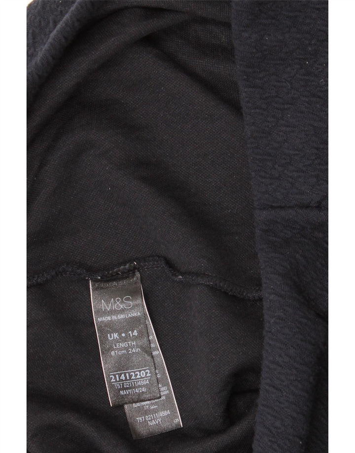 Marks & Spencer Womens Pencil Skirt UK 14 Large W32 Navy Blue Polyester