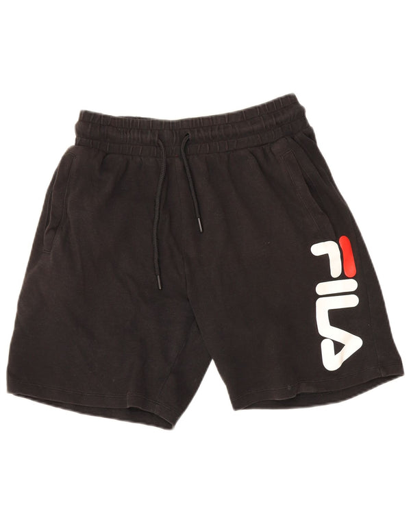 Fila Mens Graphic Sport Shorts Small Black Cotton Sports