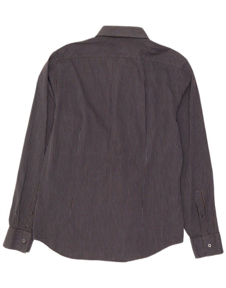 CALVIN KLEIN Mens Slim Fit Shirt Size 41 16 Large Grey Striped Cotton