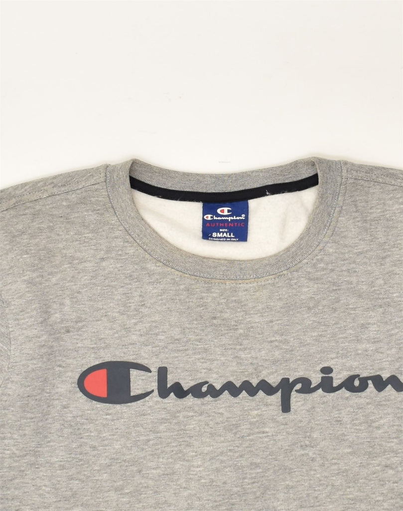 CHAMPION Mens Graphic Sweatshirt Jumper Small Grey Cotton | Vintage Champion | Thrift | Second-Hand Champion | Used Clothing | Messina Hembry 