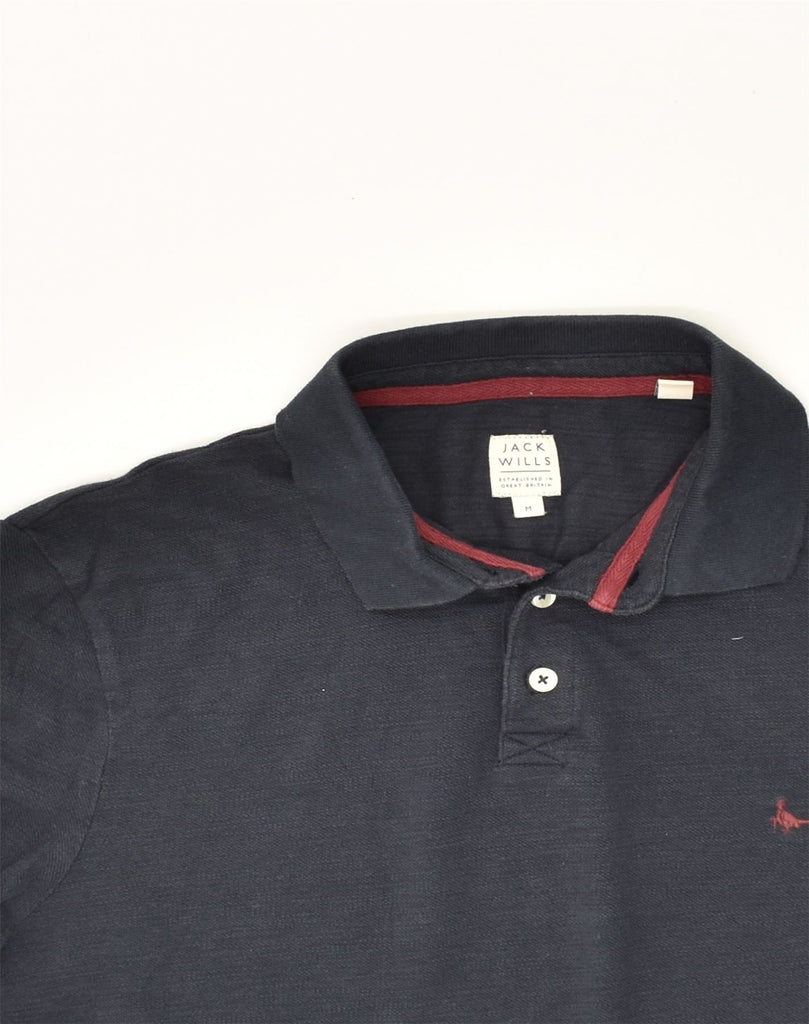 JACK WILLS Mens Long Sleeve Polo Shirt Medium Navy Blue | Vintage Jack Wills | Thrift | Second-Hand Jack Wills | Used Clothing | Messina Hembry 