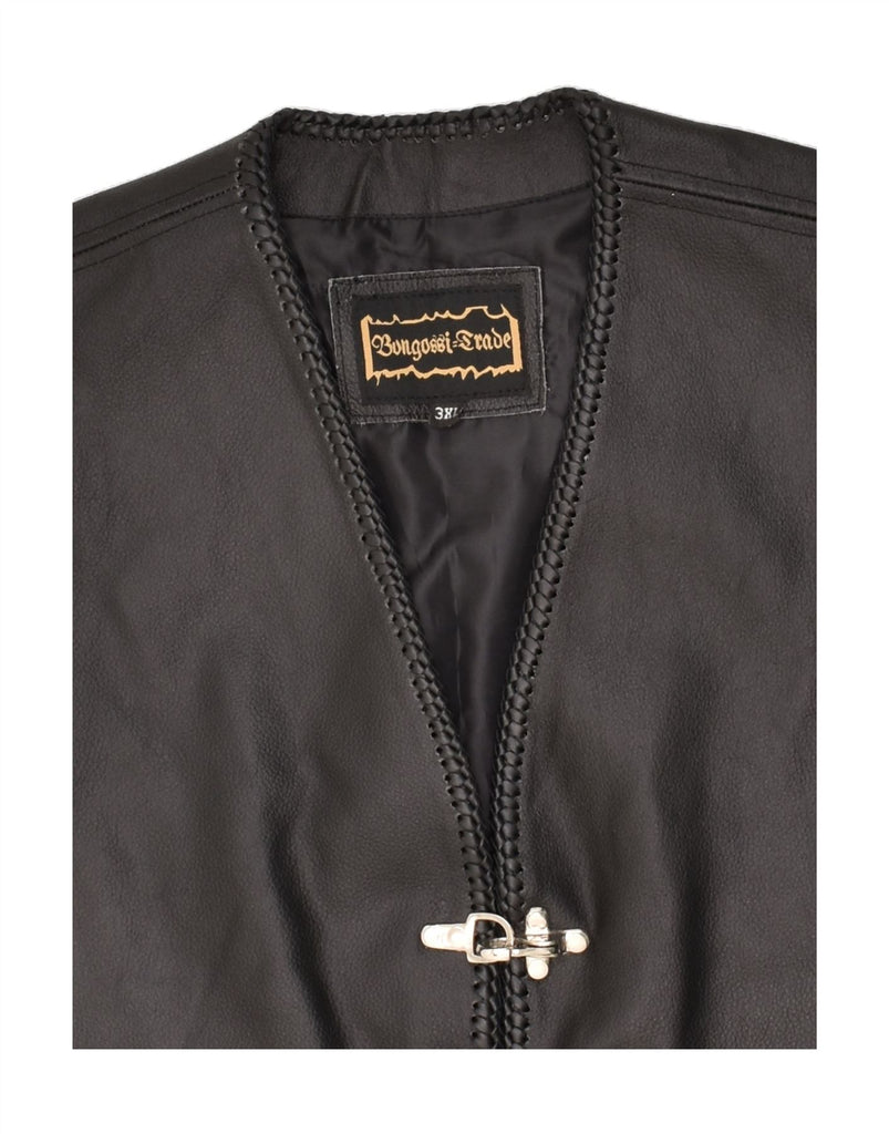 BONGOSSI TRADE Mens Leather Gilet UK 46 3XL Black Vintage Bongossi Trade and Second-Hand Bongossi Trade from Messina Hembry 