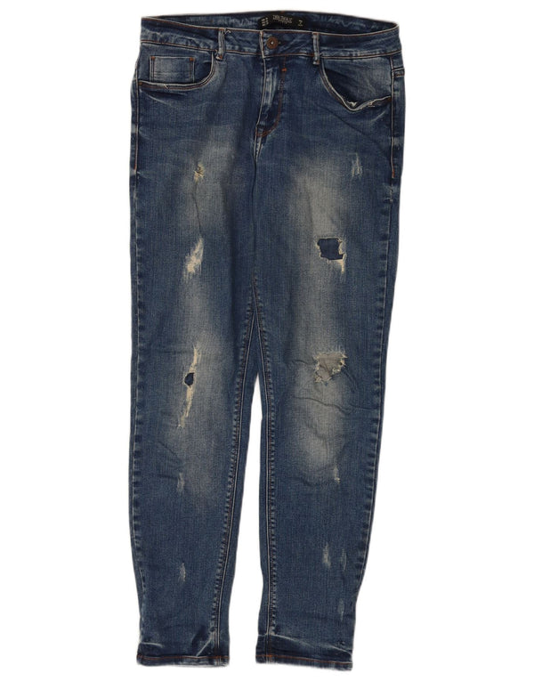 Zara Womens Trafaluc Distressed Slim Jeans EU 38 Small W28 L28 Blue