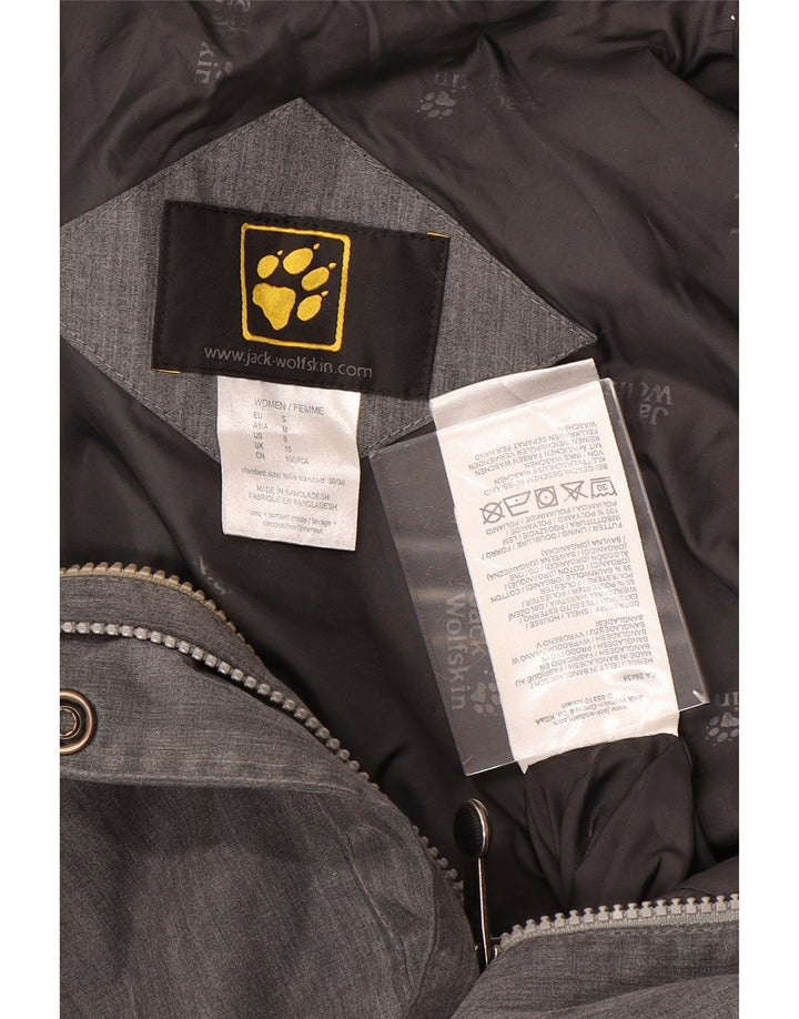 JACK WOLFSKIN Womens Hooded Parka Jacket UK 10 Small  Grey Polyester