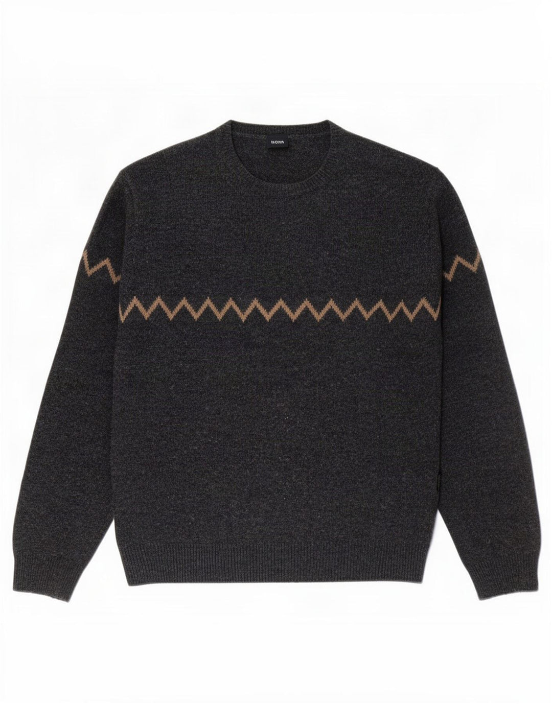 Hugo Boss Mens Crew Neck Jumper Sweater IT 50 Medium Grey Geometric Wool