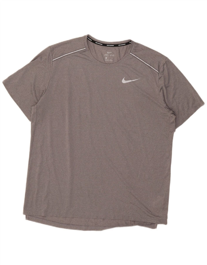 Nike Mens Dri Fit T-Shirt Top XL Grey Polyester