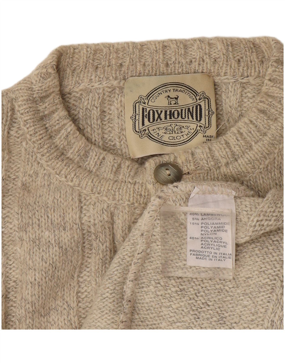 Foxhound Mens Crew Neck Jumper Sweater XL Beige Wool