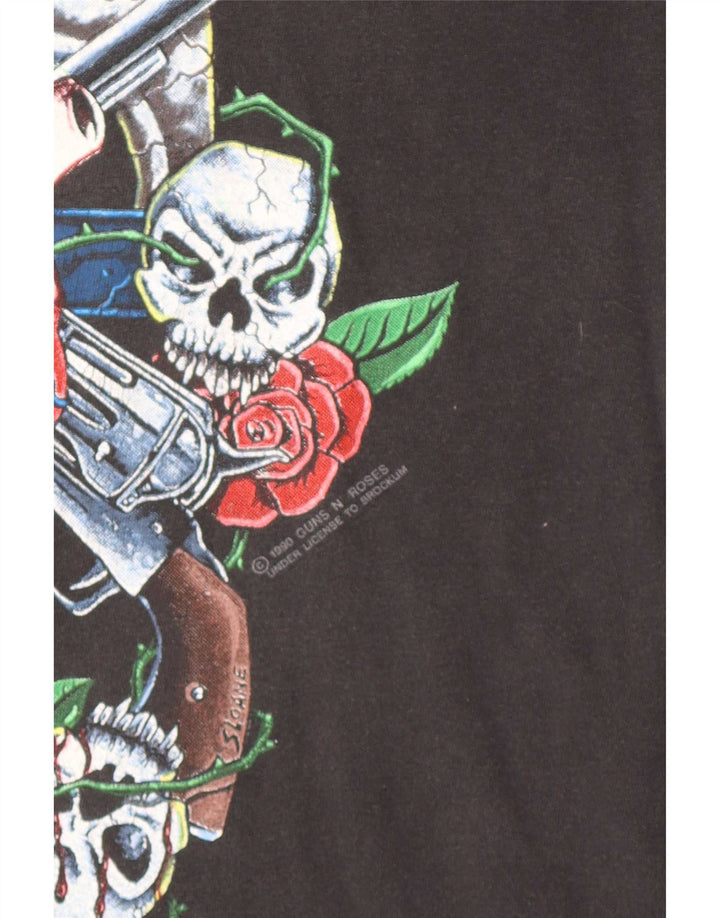 Vintage Mens Guns & Roses Graphic T-Shirt Top Medium Black Rock