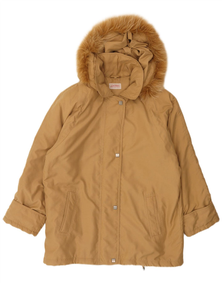 Authentic Womens Hooded Windbreaker Coat EU 46 XL Beige Polyester