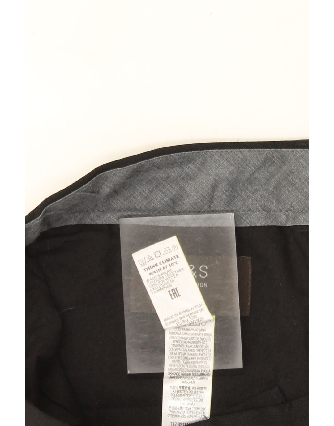 MARKS & SPENCER Mens Regular Fit Suit Trousers W36 L33 Black Polyester