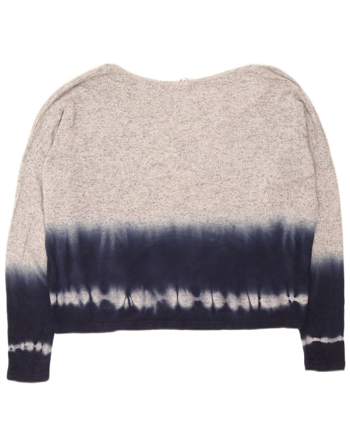 Roxy Womens Oversized Top Long Sleeve UK 10 Small Grey Tie Dye Viscose