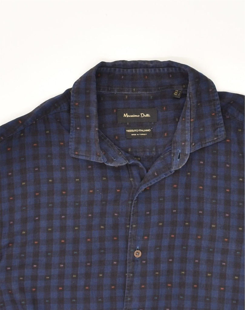 MASSIMO DUTTI Mens Shirt Large Blue Check Cotton | Vintage Massimo Dutti | Thrift | Second-Hand Massimo Dutti | Used Clothing | Messina Hembry 