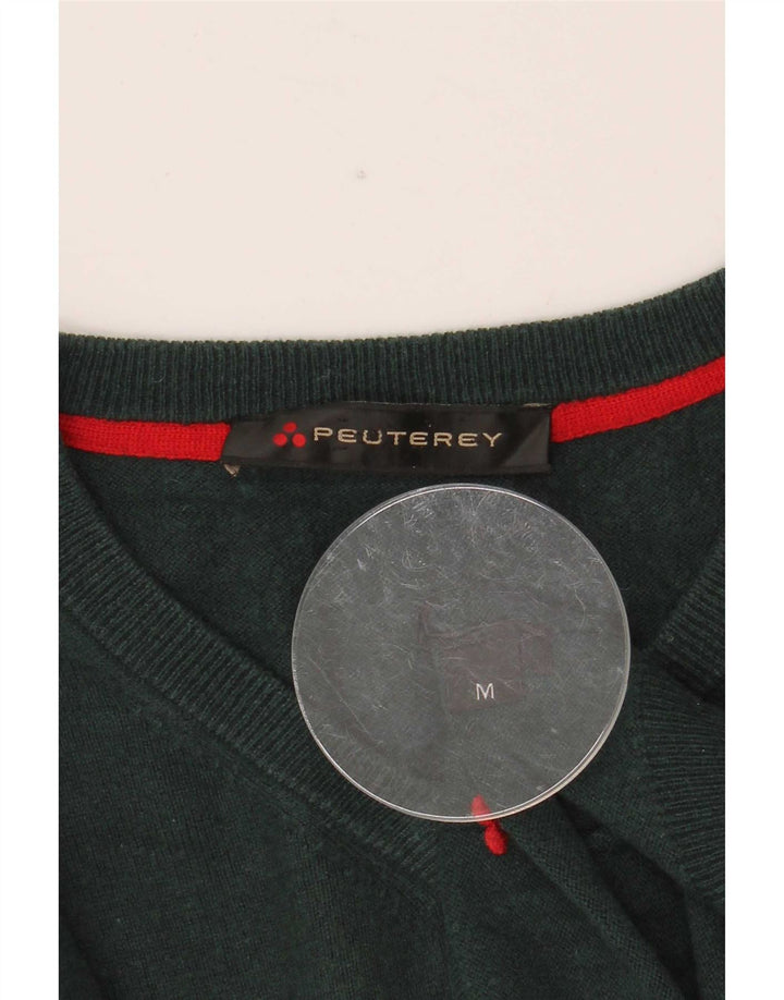 PEUTEREY Mens V-Neck Jumper Sweater Medium Green