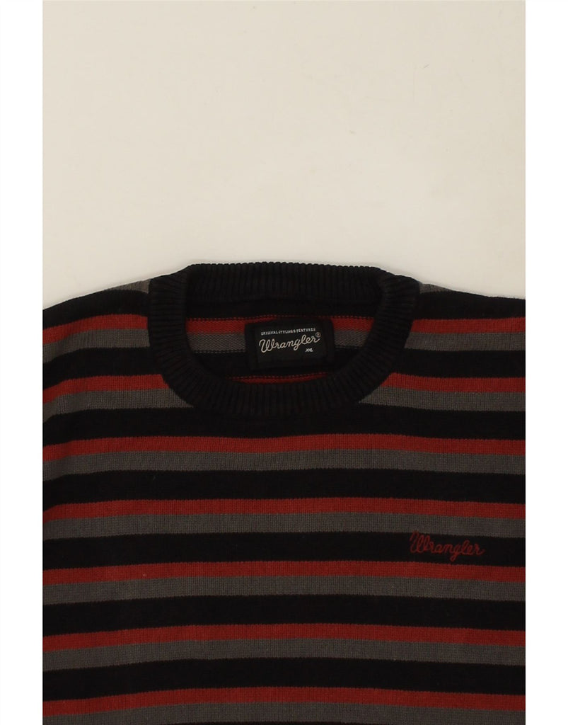 WRANGLER Mens Crew Neck Jumper Sweater 2XL Grey Striped Cotton | Vintage Wrangler | Thrift | Second-Hand Wrangler | Used Clothing | Messina Hembry 