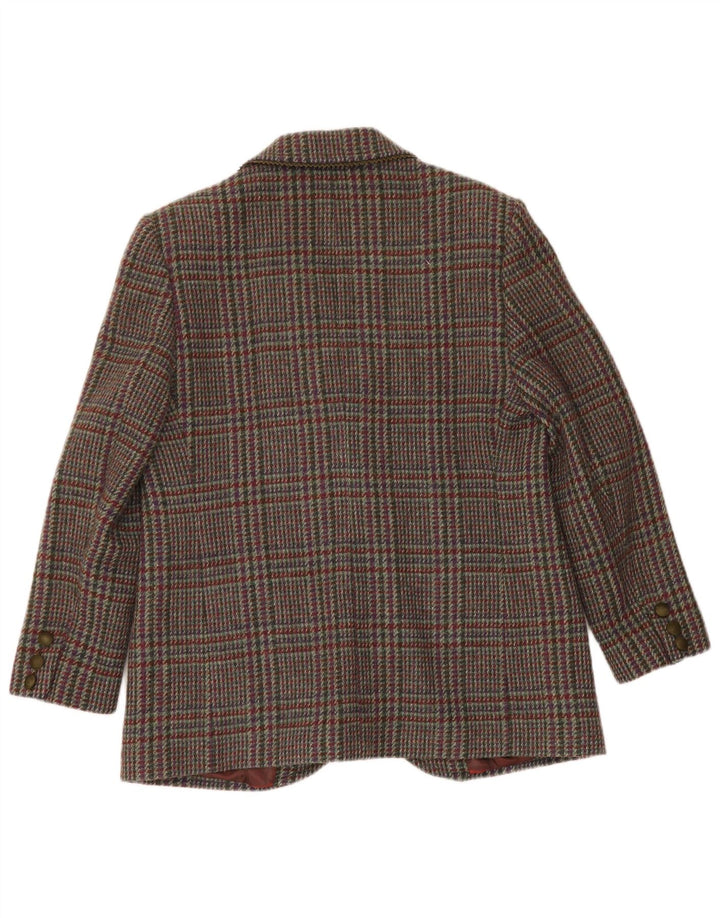 Vintage Womens 2 Button Blazer Jacket UK 14 Large Green Houndstooth
