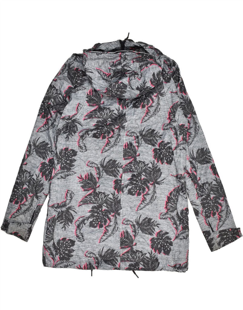 SUPERDRY Womens Hooded Windbreaker Coat UK 14 Medium Grey Floral Polyester | Vintage Superdry | Thrift | Second-Hand Superdry | Used Clothing | Messina Hembry 